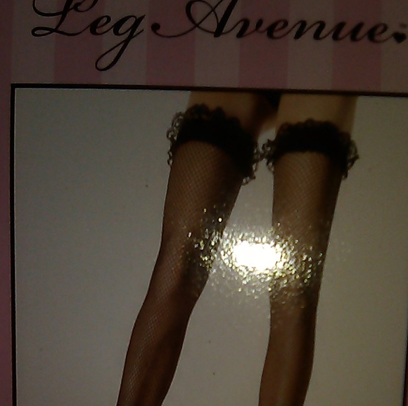 FISHNET, RUFFLED LACE, THIGH HIGH - Picture 1 of 2